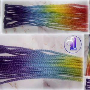Rainbow Ombre Clip in Braid Long 24 in Boho Extensions Rainbow Ombre Pink Box braiding hair Rave Festival