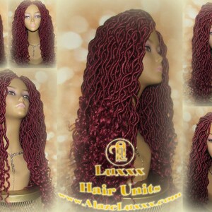 Rote Göttin Faux Loc 530 Burgunder Haar Marley lang häkeln synthetischen Dread Verlängerung DE SE Schloss Boho Boho Festival Rave Leidenschaft Twist