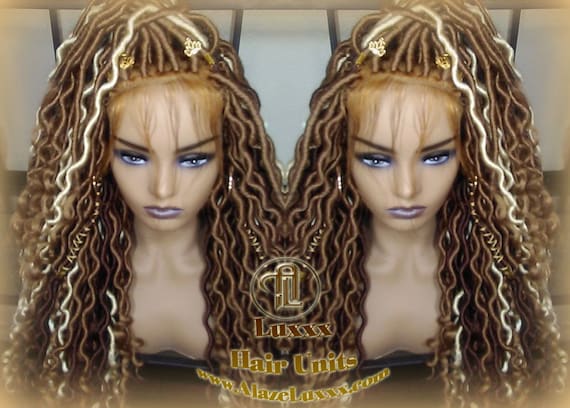 Headband Wig Blonde 613 Platinum Goddess Faux Locs Gypsy Bohemian Boho Dread Wig Goddess Faux Locs Platinum Blonde Brown 27 Gypsy Boho 613  main image 2