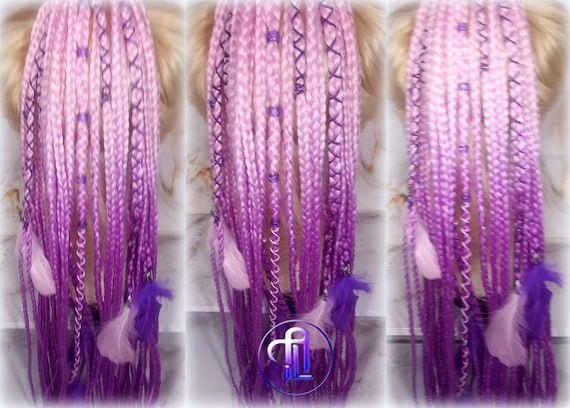 Pink,purple and Blonde dreadlocks accent Ponytail Extensions Ponytail Hair Fall Extensions Blonde Pink Ombre Elements  main image 3