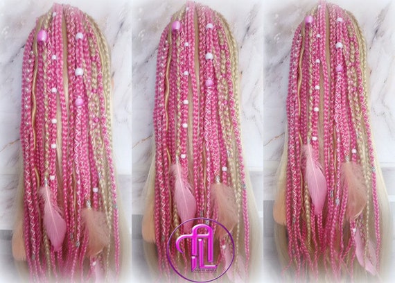 Ponytail Hair Fall Extensions Blonde Pink Ombre Elements 