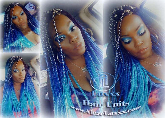 Blue ombre straight hair hot sale
