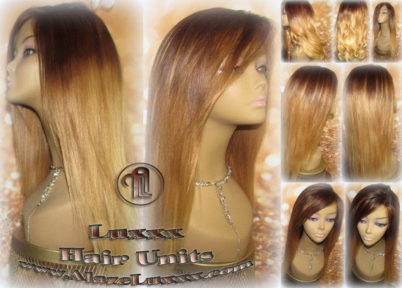 Brown Blonde Ombre Straight Honey Hair Highlights Balayage Etsy