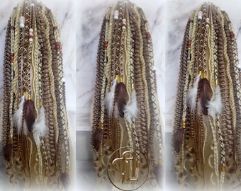 Ponytail Hair Fall Viking Renaissance Extensions Blonde Brown Elements Accents Feathers synthetic box braids hair scrunchie clipin Butterfly