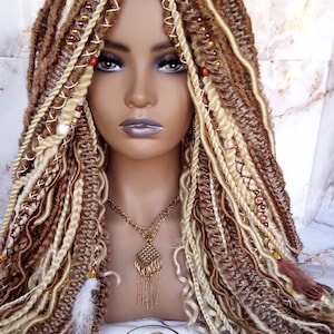 Dread Braid Wig Honey Blonde 27 613 White Blonde Brown Braids Dreads Mix Set Twist Soft Crochet Boho Dread Braid Set Bohemian extensions