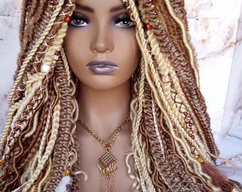 Dread Braid Wig Honey Blonde 27 613 White Blonde Brown Braids Dreads Mix Set Twist Soft Crochet Boho Dread Braid Set Bohemian extensions