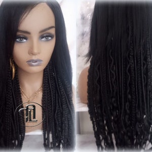 Full Wig with 4x4 Lace Closure Black Braids Dreads Mix Set Twist Soft Crochet Boho Dread Braid Set Bohemian extensions