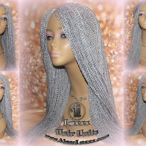 Salt Papper Senegalese Twist Wig Grey Silver Braids Long Straight Small Storm Twist Braided Wigs Twisted Braiding Hair Platinum Braids
