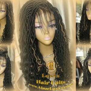 Spitzenverschluss w BabyHaare Faux Loc Perücke 4x4 Dread Perücke Schwarz Dreads Honey Blond 27 Synthetische Nu Goth Marley Dred Lock Boho Göttin