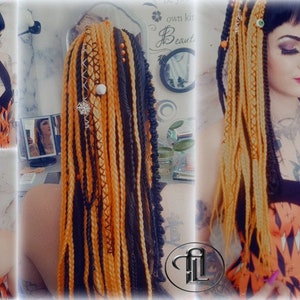 Ponytail Hair Hair Black Orange  Fall Extension Clipin Hairband Hair Tie box braids hair scrunchie Halloween