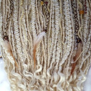 Renaissance Festival Boho Blonde Single Ended Dreads Full Set Festival Viking Braid DE SE Synthetic Braid in Dreadlocks 613 Locs Extensions