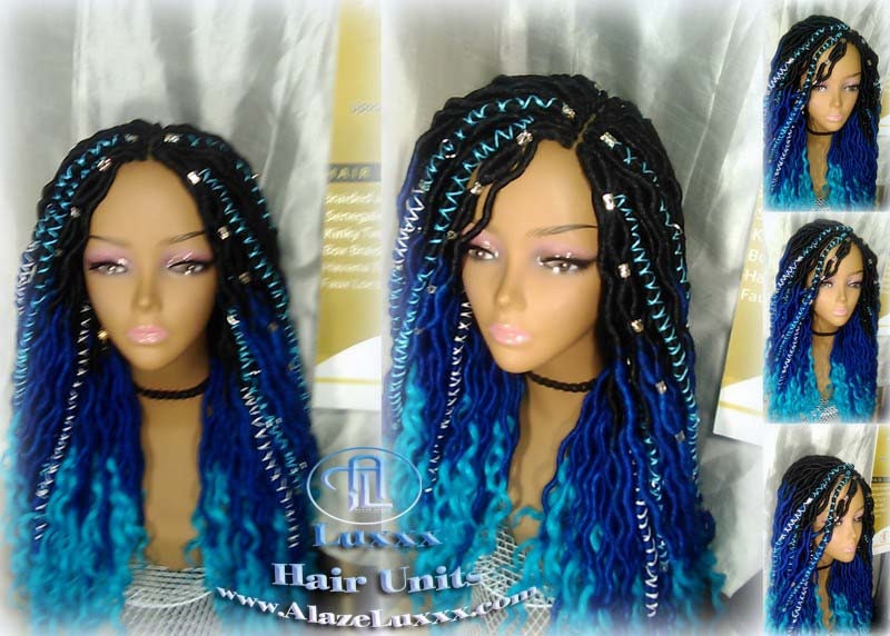 New goddess length curly blue wig cosplay Amazon.com : WECAN Blue Wig Long Natural Wavy Wig Synthetic  main image 4