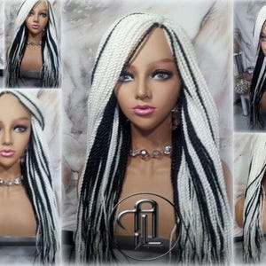 White Black #60 Senegalese Twist 24 Inch Long Soft Crochet Ombre High Temperature Braids Hair Synthetic Braiding Hair Extension