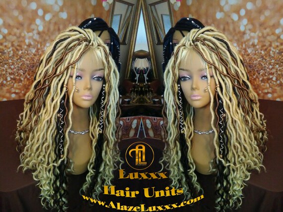 16in Goddess Faux Dread Locs Wig Unit Blonde 613 27 Wavy Etsy