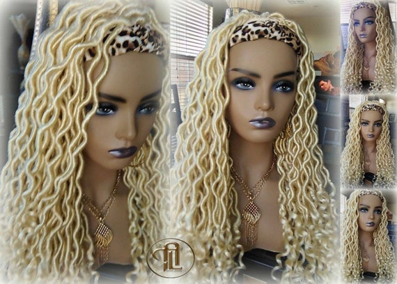 Headband Wig Blonde Honey Goddess Faux Gypsy Bohemian Boho Dread Loc  #27 Wavy Headband Wig Blonde 613 27 Platinum Honey Blonde Goddess  main image 4