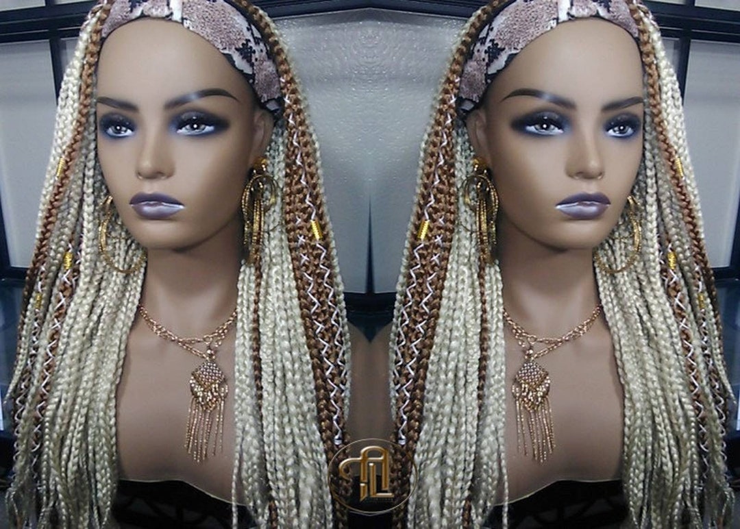 Headband Wig Blonde 613 Platinum 27 Honey Box Braids Gypsy Bohemian