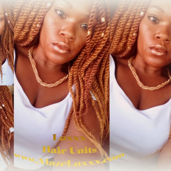 Long BLONDE Kinky Bombshell #27 #30  Kinky Twist Marley Twist Wig Unit! Handmade Braid Wig Ombre Faux Locs Box Braid Dred Lock Honey Blonde