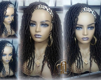 Headband Wig Long 20in Passion Twist Hair Black 1B Mini Small Irregular Bomb WIg Luxxx Style Studio Boutique | Accessories | Headband Wig  main image 3