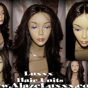20 Inch Virgin Hair Custom Celebrity Wigs Kim Kardashian Wig Unit Lace Front  Look FREE SHIPPING Long Straight Curled Black Brown Free Part