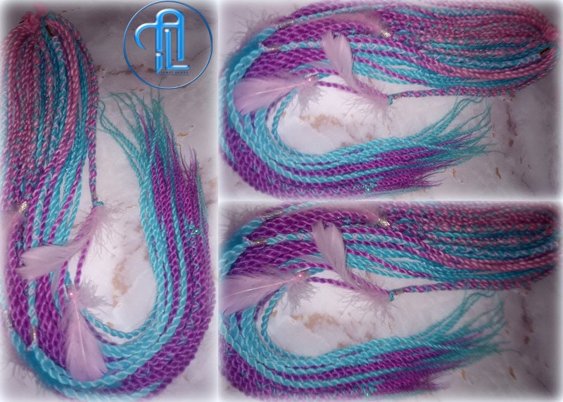 Ponytail Hair Fall Extensions Pink Ombre Purple Blue  display picture 1