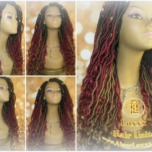 Lange Göttin Locs Rot Burgund 530 Ombre Schwarz Blonde 27 Marley Gehäkelt Synthetische dread Dred Loc Lock Kostüm Cosplay Wig Rave Festival