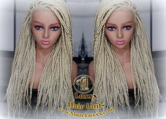 Plaitnum Blonde 613 Box Braid Wig Ombre Balayage White 
