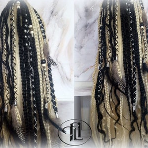 Ponytail Hair Fall Extensions Blonde 613 Black Elements Accents Feathers synthetic box braids hair scrunchie clip in Clip on Braids
