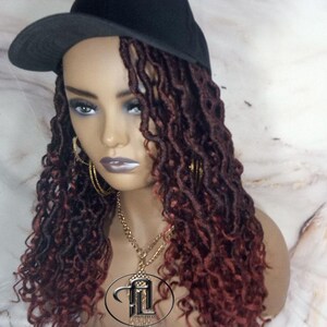 Goddess Locs Braid Wig Hat Baseball Cap 350 Ombre Mermaid Boho curly bohemian Gradient Hair Short Curly 14 16 in Hat Wig Gym Braided Hat Wig