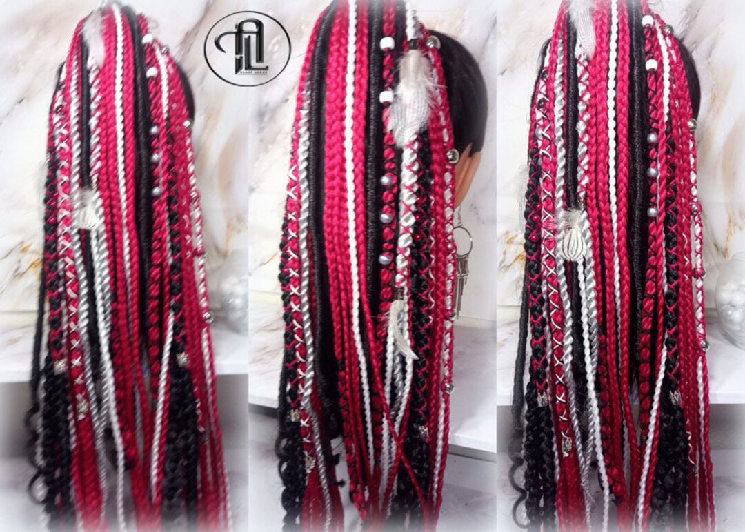 Fall Extensions Viking Ponytail Hair Fall Extensions Red Black Elements Accents ...