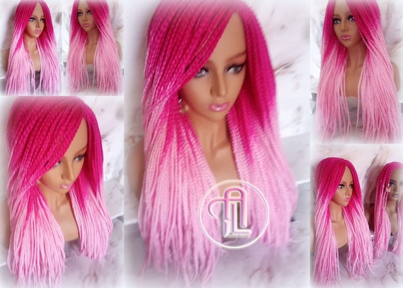 Light Pink Hot Cosmic Pink Mermaid Wig Box Braids Braided Synthetic Hair Lace Part Barbie Core Barbie Movie Barbie Hair Wig Barbie Core Etsy UK