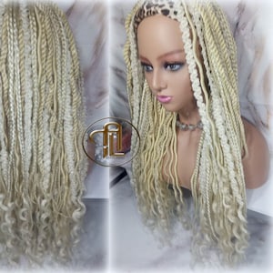 Blonde 613 Dread Mix Headband Wig Braid Twist Soft Crochet Boho Dread Braid Set Bohemian extensions