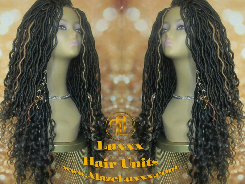 Dread Wig Wavy Black Dreads 1B Honey Blonde 27 Gypsy Faux Synthetic Nu ...
