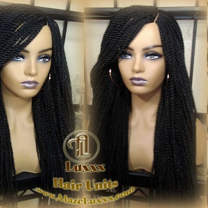 Long Straight Small Senegalese Twist Wig Black 1B Braided Twisted Wig Xpressions Braiding Hair Wig Black Wig Motown Tress Senegalese Twist