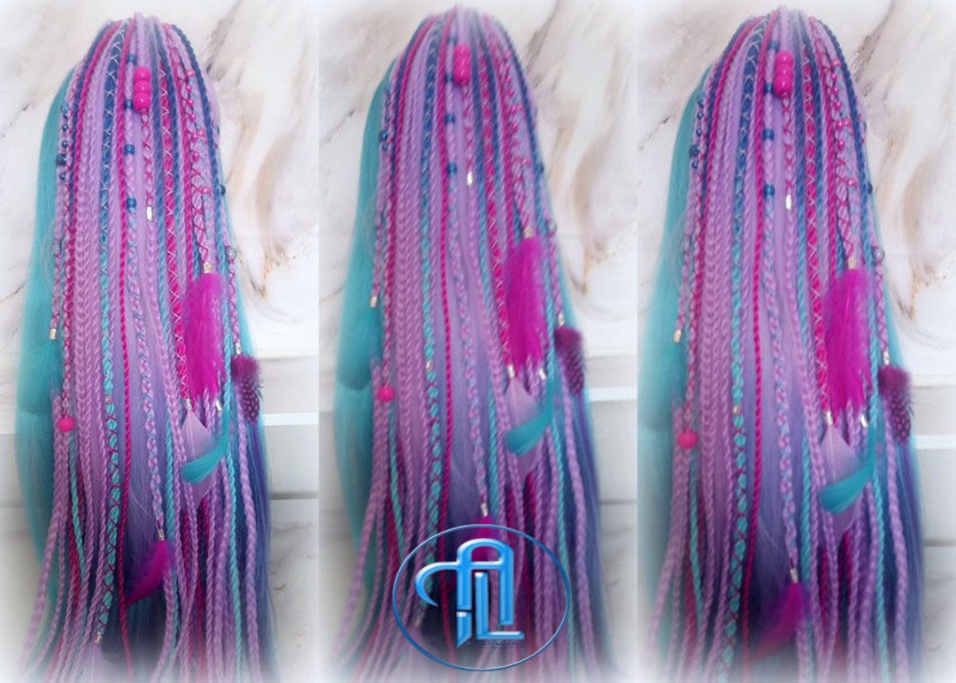 Fall Extensions Ponytail Hair Fall Extensions Purple Pink Blue Elements Accents ...