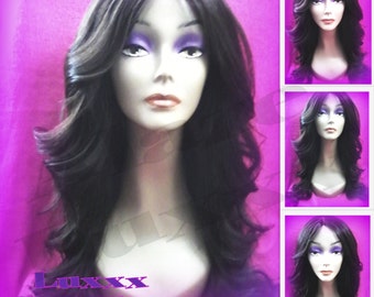 Virgin Hair Unit WIG Middle Free Part 16 Inch Lace Front Celebrity Wigs Kim Kardashian Wig Look New Hair Trend Long Pretty Beautiful Hair