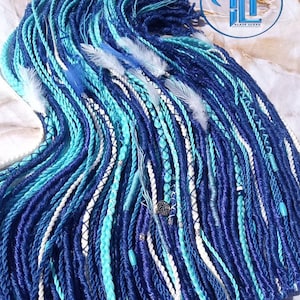 Blue White Ombre SE Synthetic Crochet Straight Dreads Braids synthetic soft and light Braid in hair extension Fake Faux Dreads Partial Set