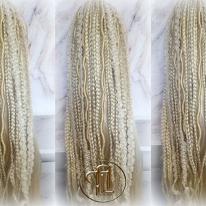 Blonde 613 Braids Extension on Hairband Hair Tie, Goddess Dreadlocks On Elastic Band Synthetic Dreads Ponytail Boho Hair Falls Renaissance