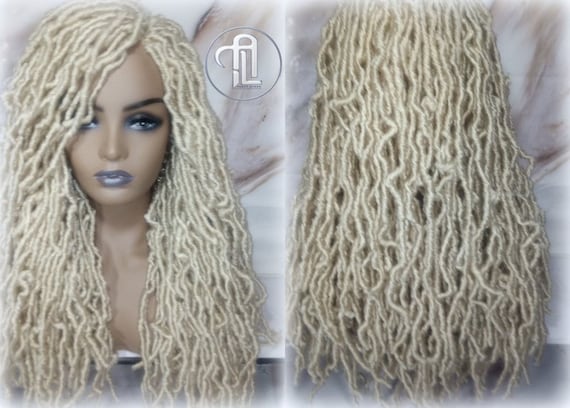 Headband Wig Blonde 613 Platinum Goddess Faux Locs Gypsy Bohemian Boho Dread Wig Goddess Faux Locs Platinum Blonde Brown 27 Gypsy Boho 613  main image 3