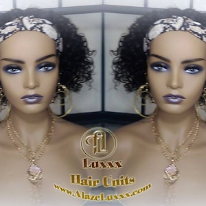 Headband Wig Black 1B Headband Wig Short Black Curly Wavy Ends Hair Human Hair
