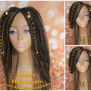 Straight Senegalese Twist Wig Unit! Medium Small Long Blonde Brown #4 #27 Crochet Twist Braided Wig 2tone honey blond hair charms wig maker