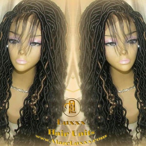 Faux Loc Perücke 4x4 Spitze Verschluss mit Baby Haaren Dread Perücke Gewellt Schwarz Dreads Honig Blonde 27 Synthetik Nu Goth Marley Dred Lock Boho Göttin