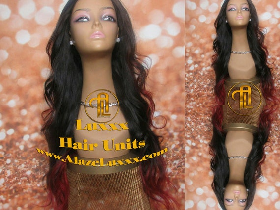 Red Hair Rihanna Fire Straight Virgin Wig Unit New Ombre Etsy
