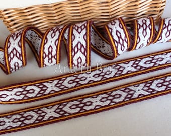 Beautiful tablet weaving trim, viking medieval, reenactment, sca, larp 100% wool