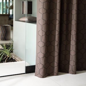 fabric design! COSMIC DIAMOND*fabric 100% linen curtain curtain by the meter embroidered brown Carlucci/Jab