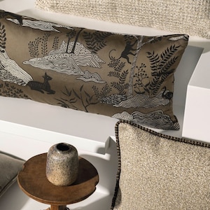 PERFECT PLACE*woven jacquard with animal scenes monkeys deer cranes by the meter 6 colors from Carlucci
