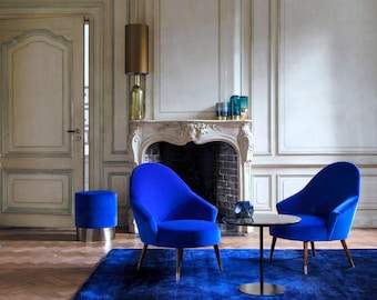 VELLUTO di COTONE fabric by the meter tissu velvet upholstery 100% cotton velvet royal blue Carlucci Jab