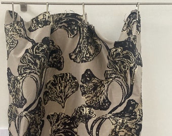 Sale % Ginko*Traumtaffeta embroidered fabric by the meter nougat/black curtain Jab