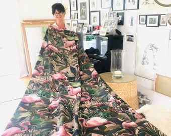 FLAMINGO BOTANICO* Fabric by the meter/Linen/tissu/Linen/fabric/textile 3 colours by Carlucci