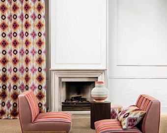 RED CARPET*LUXURY Ikat Pattern Batik Embroidered Curtain Fabric by the Meter from Chivasso 5 Colors