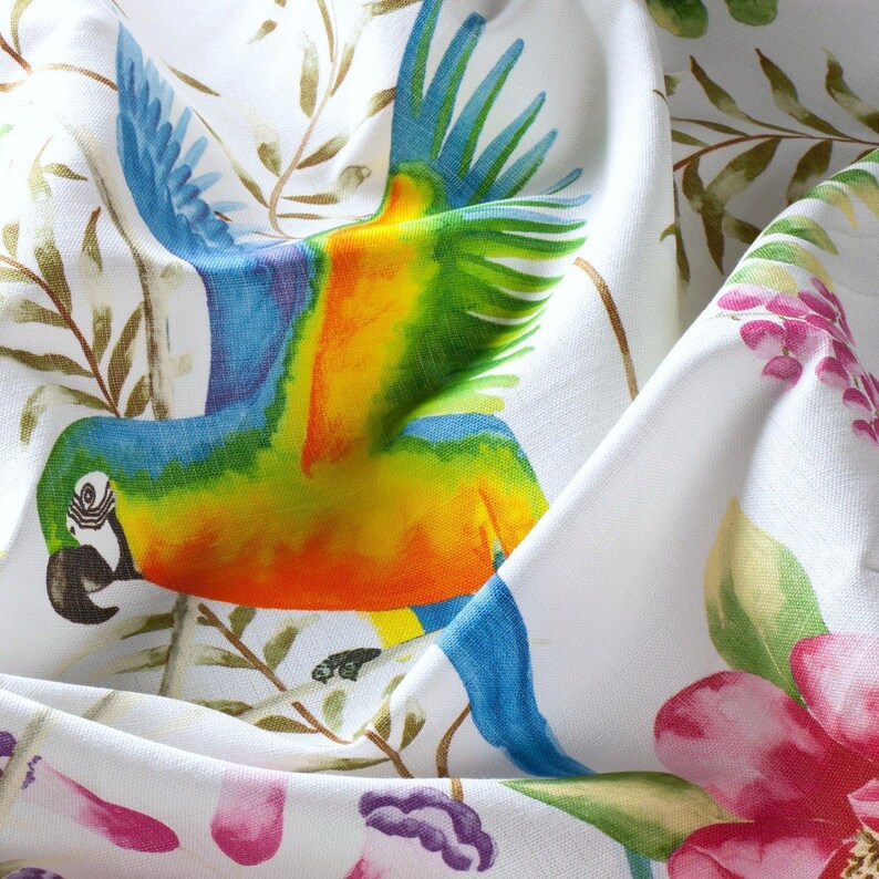 JAMAICA Meterware fabric fabric exotic linen with flowers Etsy